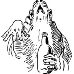Homme de créature tenant illustration vectorielle de bouteille